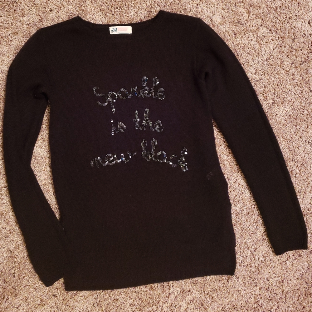 H&M Black Sweater Sequin Sparkle Is The New Black